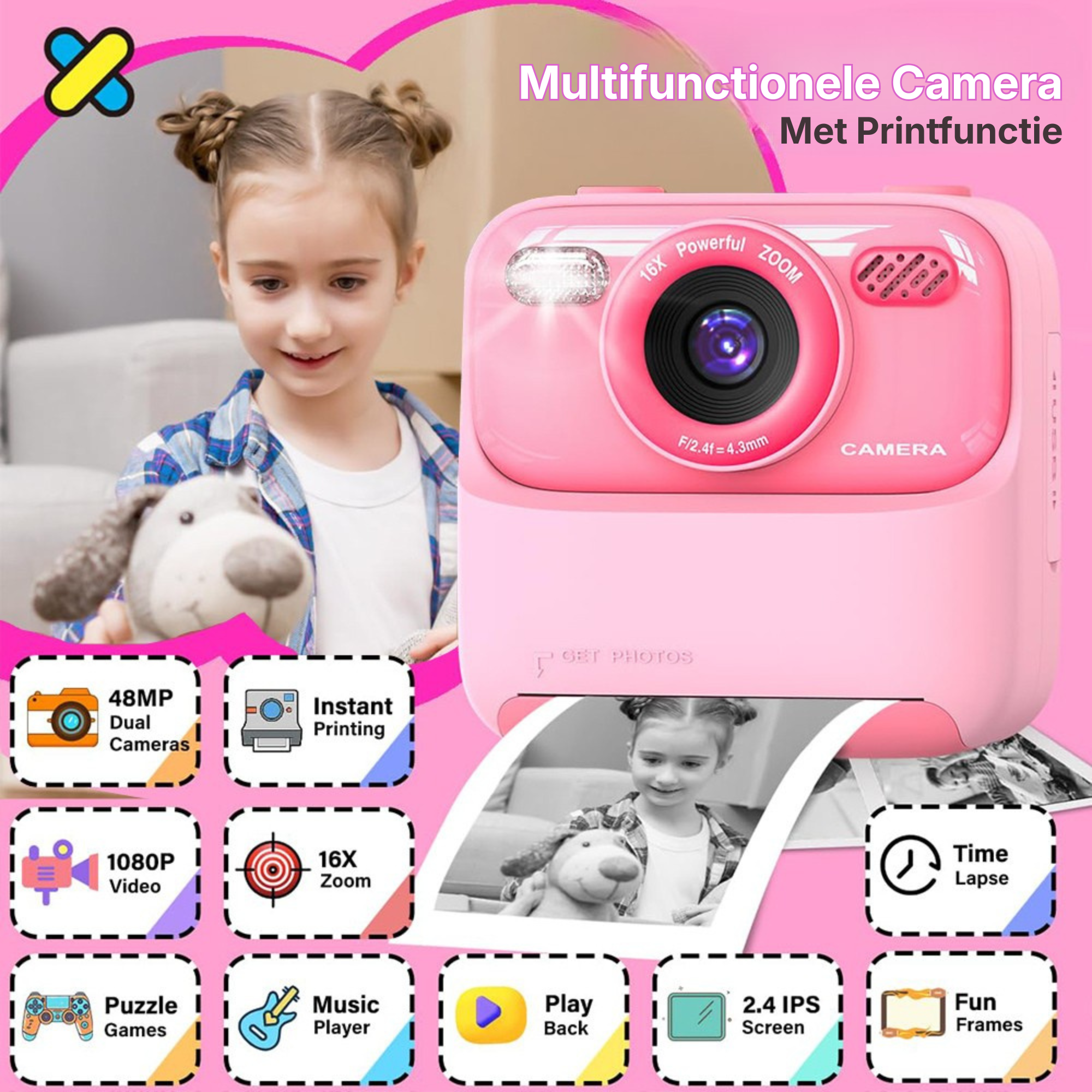 Kindercamera met Printer | Direct Foto’s Printen | Inclusief 32GB SD-kaart
